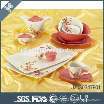 Oval shape 47PCS Porcelain Dinner Set, colored dinner set, decal print dinner set